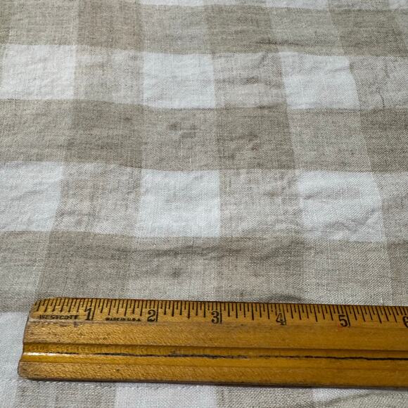 Tan White Check Linen Table Runner 17x100 inches Cottage Core Farmhouse Country - Picture 7 of 7